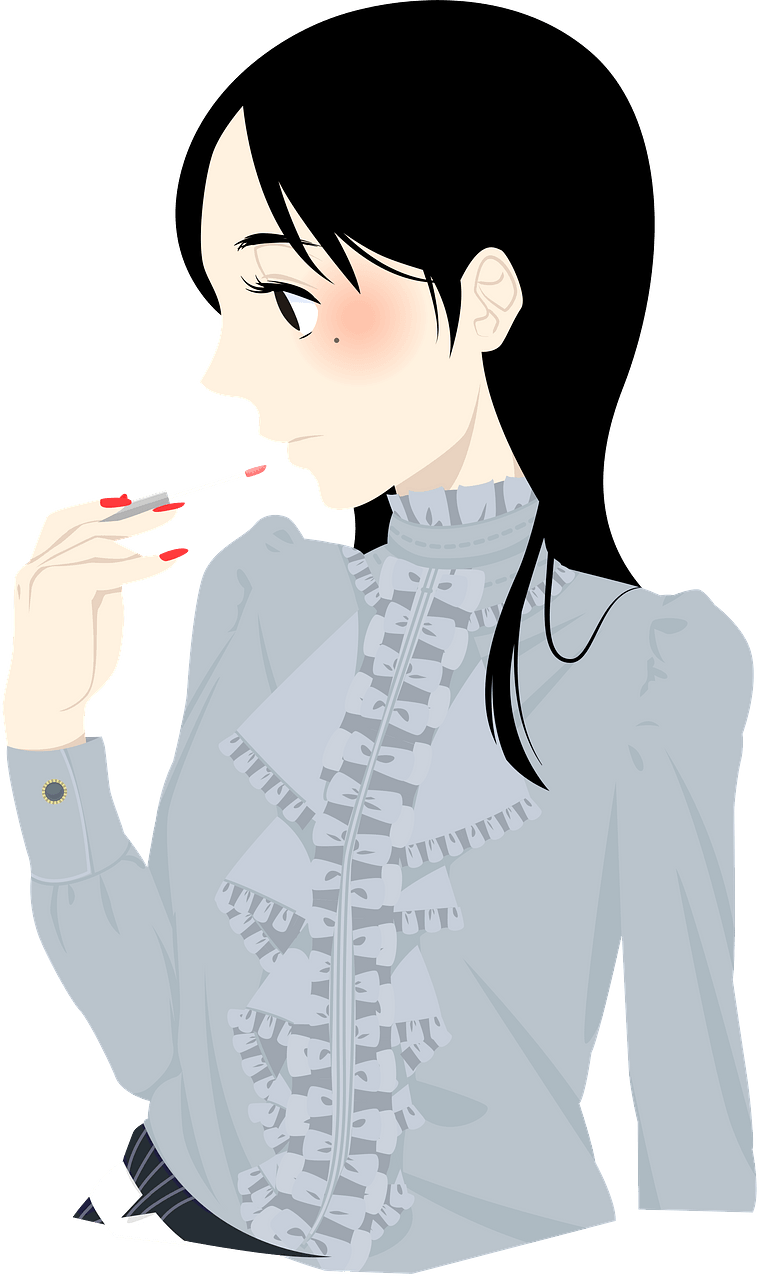 Girl Is Putting on Lipstick