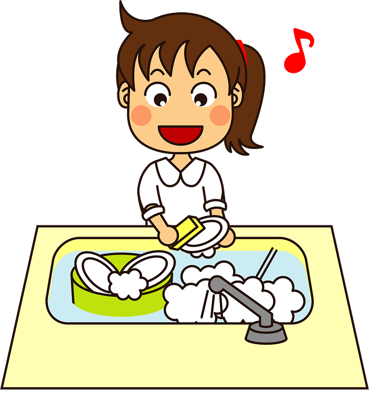 Girl is Washing Dishes