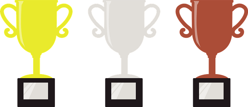 Gold, Silver,and Bronze Cup Trophies