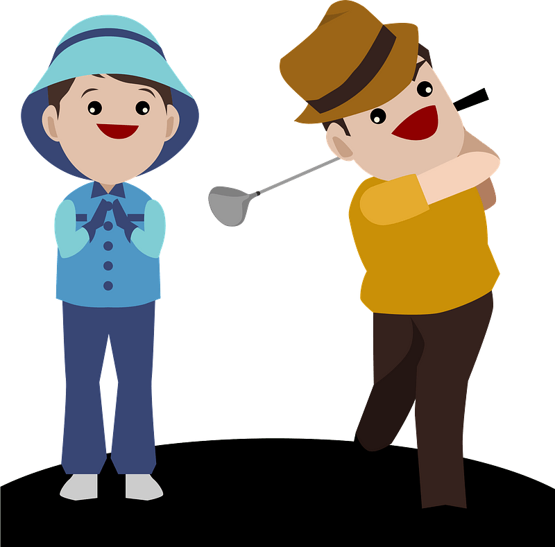 Golfer with Caddy