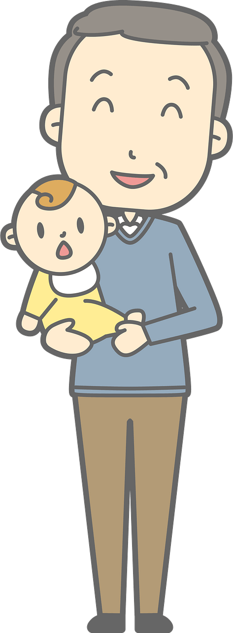 Grandfather is Holding a Baby