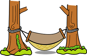 Hammock is Hung Outdoors Between Two Trees