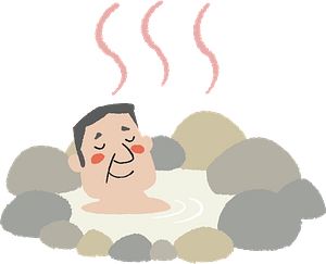 Man is Bathing in a Hot Spring