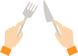 Hands are Holding a Knife and Fork