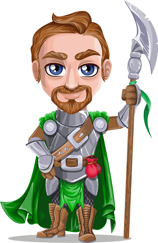 Knight in Armor is Holding a Battle Axe