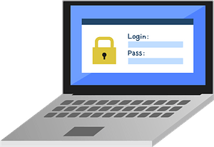Laptop Computer Screen is Showing Login and Password