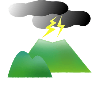 Lightning is above the Mountain