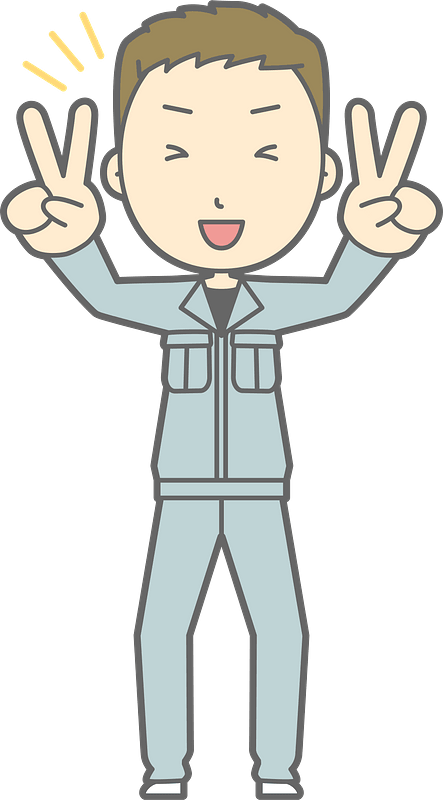 (Leo) Man Worker is Giving V Sign