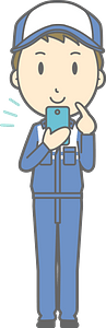 (Todd) Mechanic Man is Looking at His Smartphone