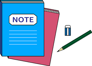 Notebook, Pencil, and Eraser