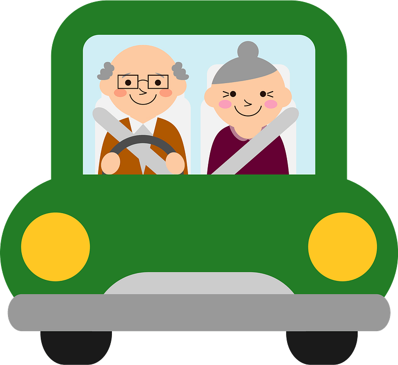 Old Couple is Driving Their Car