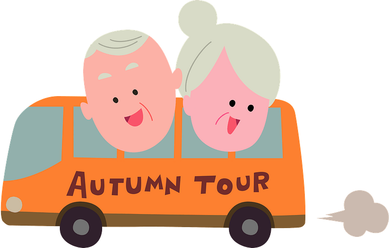 Old Couple is Traveling by Bus
