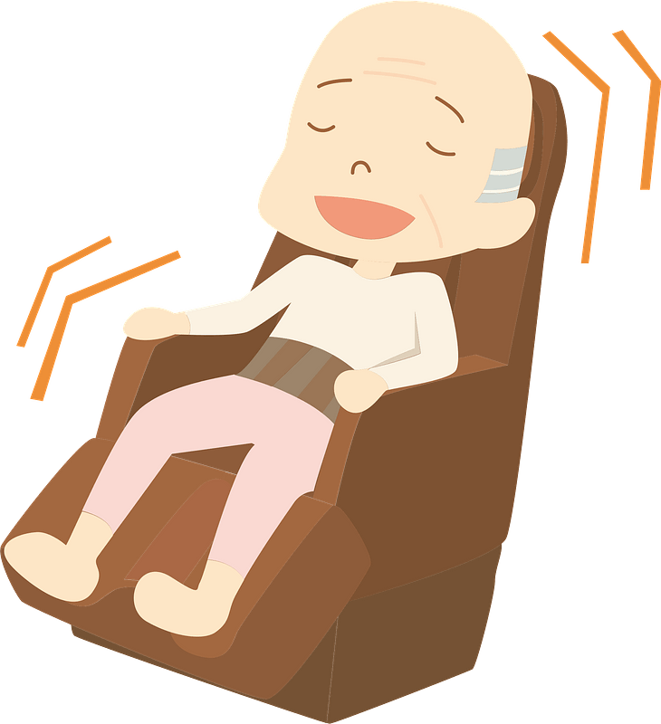 Old Man is Using a Massage Chair