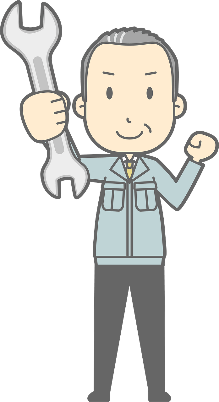 (Matt) Businessman is Holding a Spanner