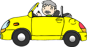 Senior Man is Driving a Car