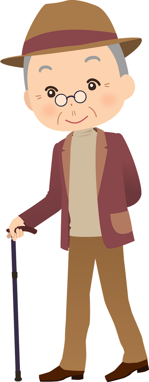 Senior Man with Walking Stick