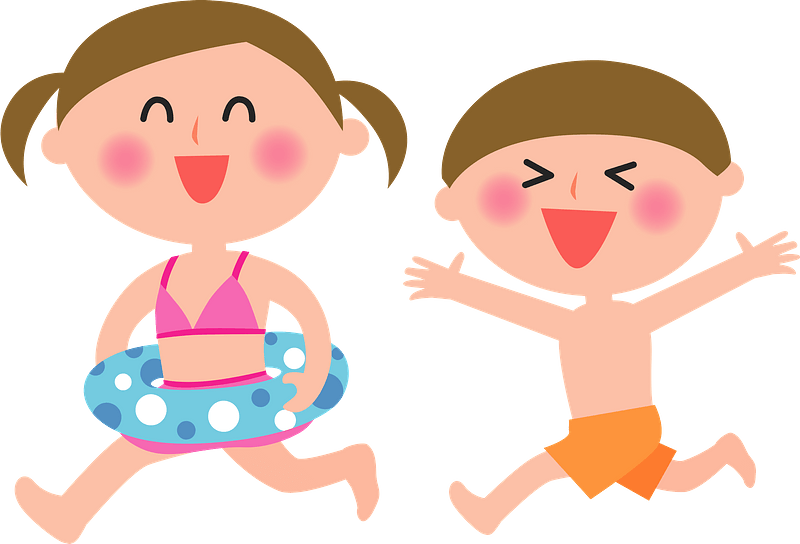 Sister and Brother in Swimwear