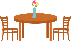 Table with Vase and Chairs