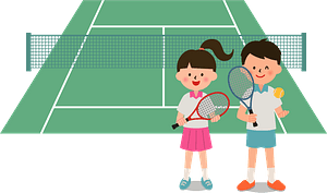 Tennis Court and Players