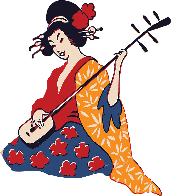Geisha Playing Shamisen