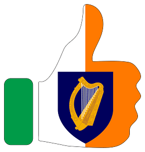 Thumbs up Ireland with Stroke and Coat of Arms