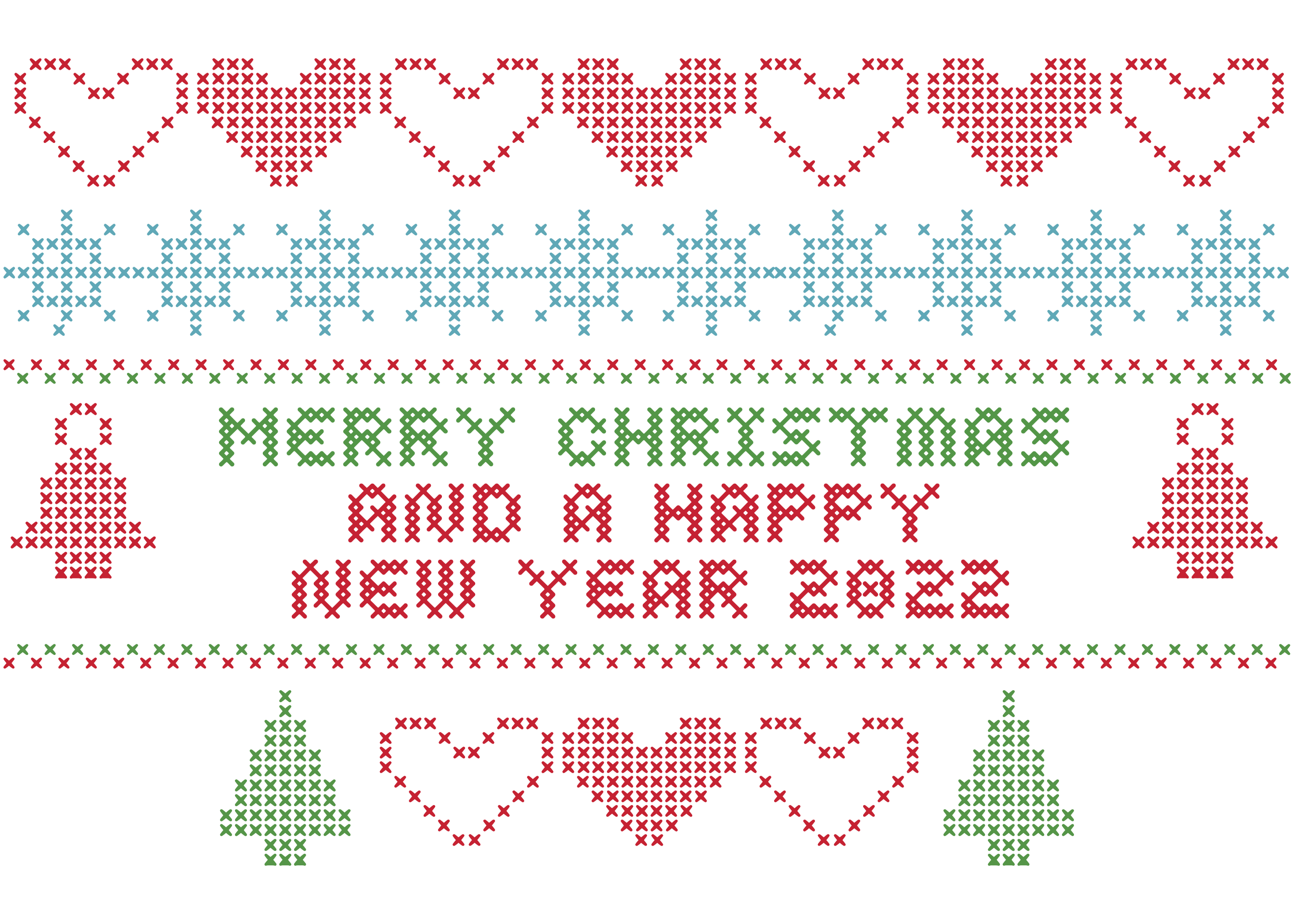 Merry Christmas and Happy New Year 2022 Crochet Typography
