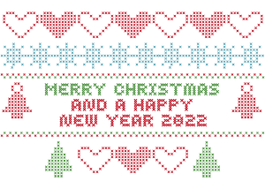 Merry Christmas and Happy New Year 2022 Crochet Typography