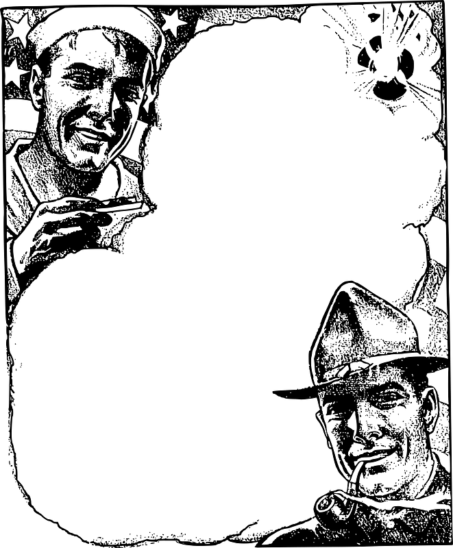 Two fighting men frame