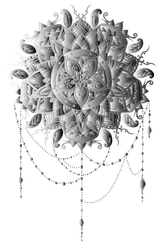 Grayscale Intricate Floral Mandala