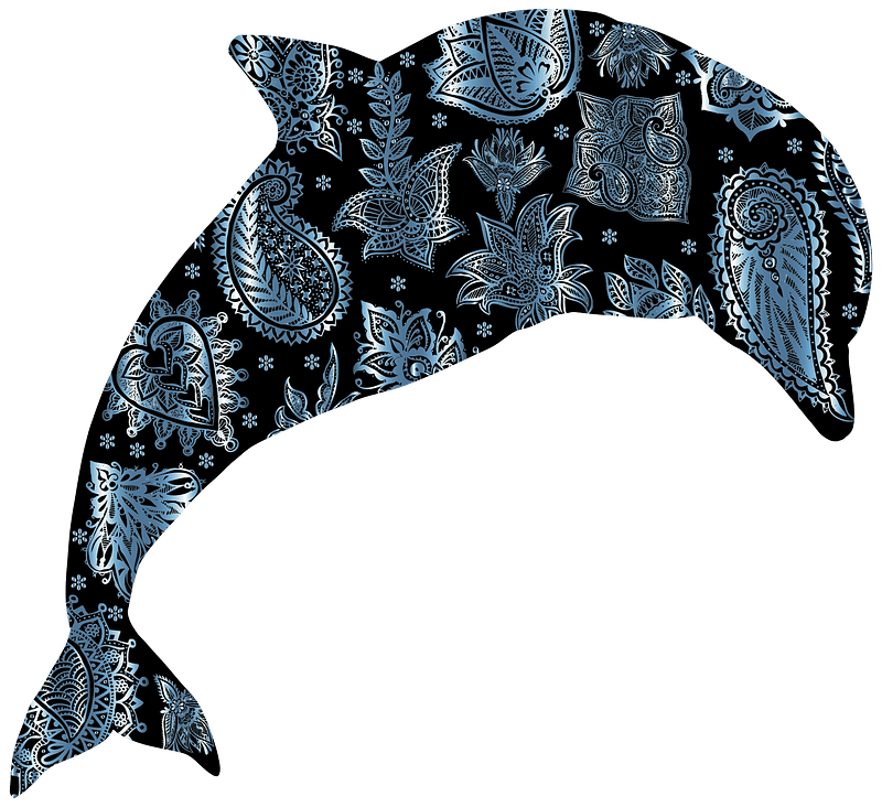Turquoise Floral Pattern Dolphin