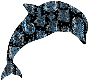 Turquoise Floral Pattern Dolphin
