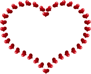 Red Heart Shaped Border with Little Hearts