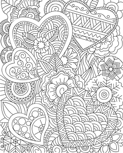 Flourish Hearts Line Art