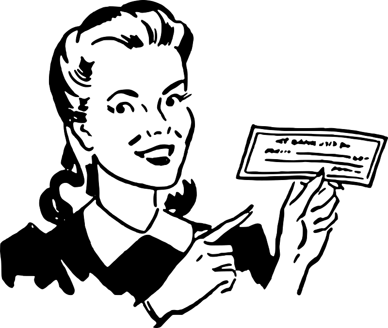 Woman Holding Cheque