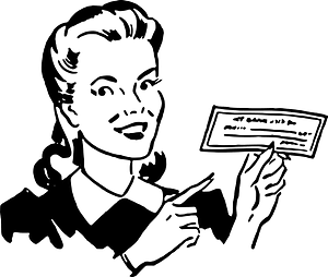 Woman Holding Cheque