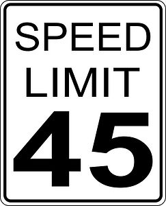 Ca Speed Limit 45 Roadsign