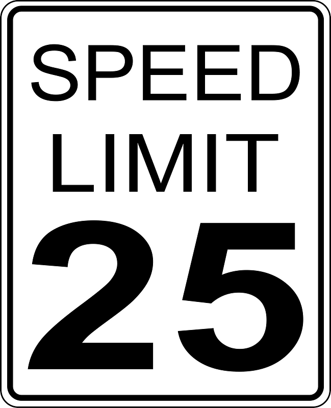 Ca Speed Limit 25 Roadsign