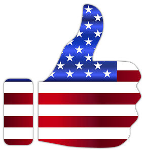 Thumbs up American Flag Enhanced with Drop Shadow