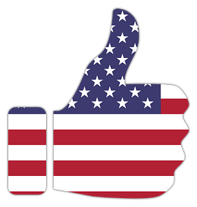 Thumbs up American Flag with Drop Shadow