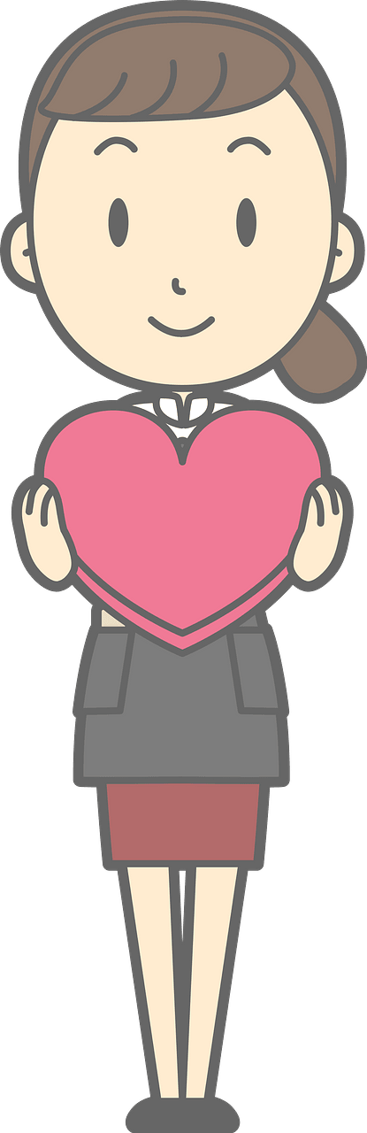 (Dawn) Waitress Woman Is Holding a Red Heart