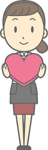 (Dawn) Waitress Woman Is Holding a Red Heart