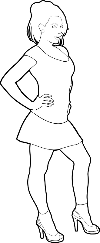 Cheerful Girl Outline