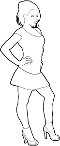 Cheerful Girl Outline
