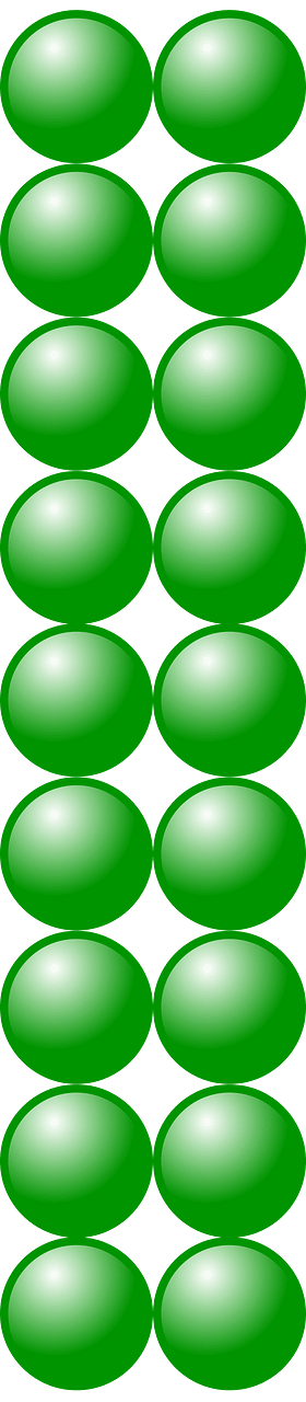 Beads Quantitative Picture for Multiplication 9x2