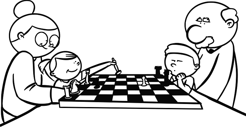 Family is playing chess