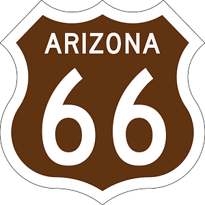 US Route 66 sign Arizona 1956 East
