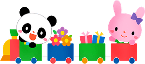 Panda and bunny on the train
