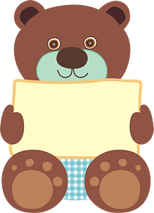 Teddy bear holding blank sign