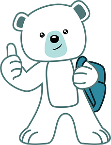 Cartoon bear with backpack