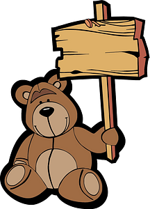 Teddy bear with blank sign